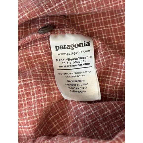 Patagonia Shirt Adult XXL Red Plaid Hemp Organic Cotton Blend Button Down Mens - Picture 6 of 7